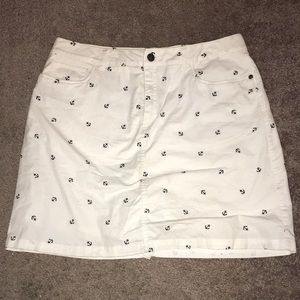 White with Navy Anchor Print Skirt